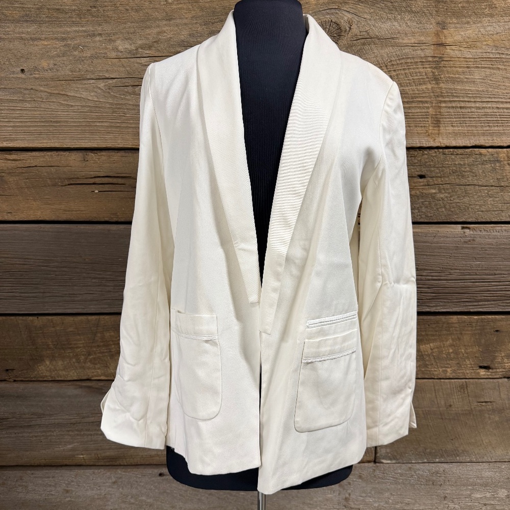 NWT Anthropologie Cartonnier open front blazer, white, size 8
